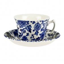 Plum Asiatic Pheasant Teacup and Saucer by Burleigh, Made in England 6 oz